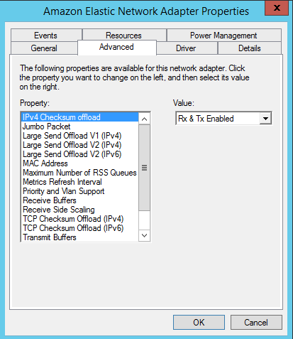 
							示例：Windows 设备管理器中显示的 ENA 适配器属性。
						