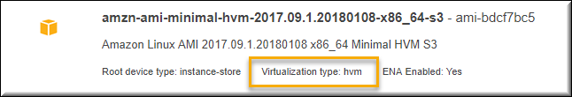 
              EC2 控制台中列出了具有 HVM 虚拟化类型的 AMI
            