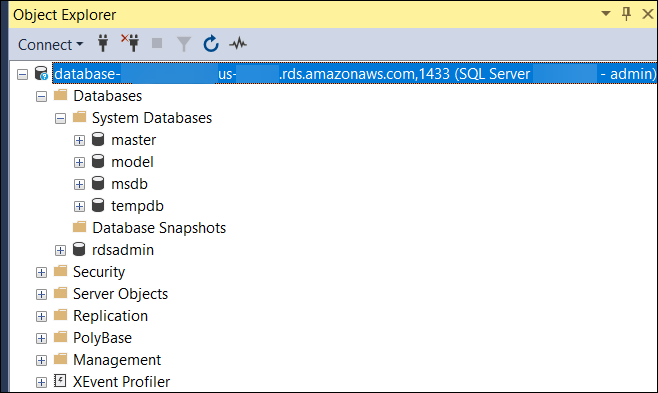 
                                Object Explorer displaying the system databases
                            