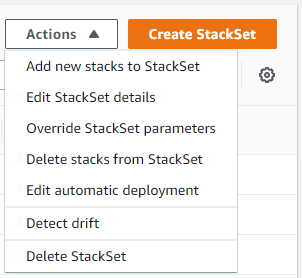 
                                选择堆栈集，然后从“Actions (操作)”菜单中选择“Edit automatic deployment (编辑自动部署)”。
                            