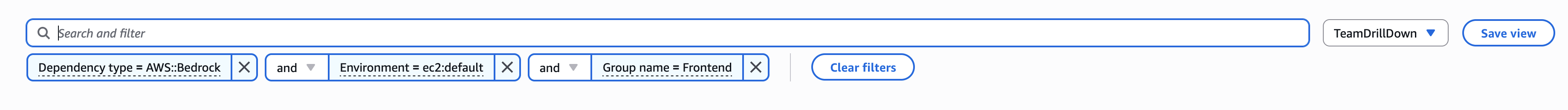 在应用程序图中搜索和筛选服务