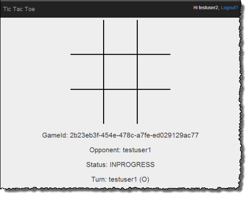 
                            显示一个空的井字游戏网格的应用程序屏幕截图。
                        
