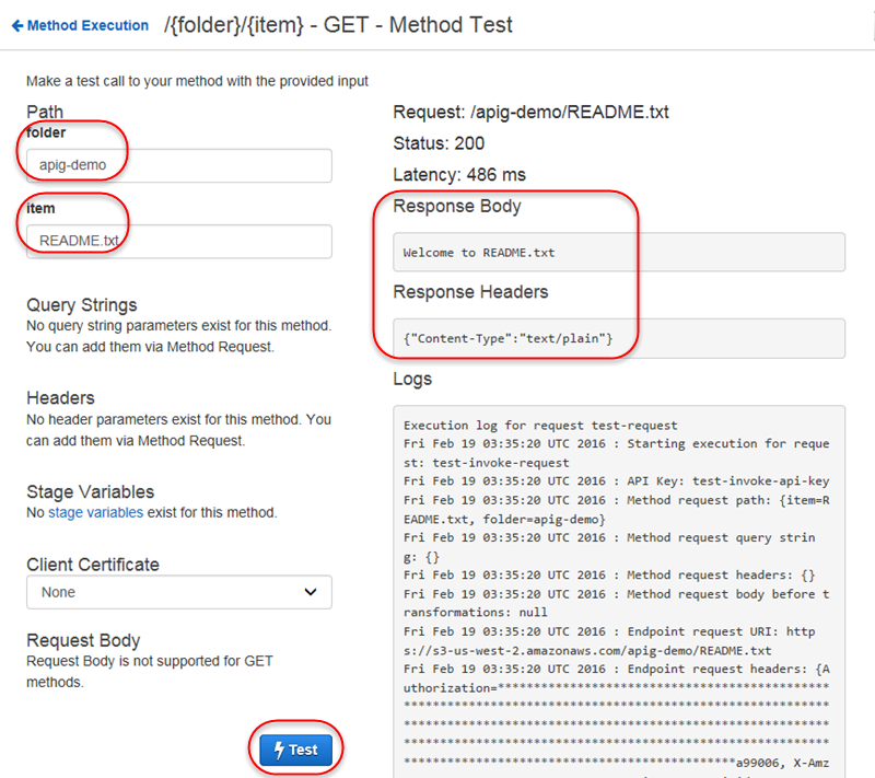 测试 API Folder/Item GET 存储桶结果