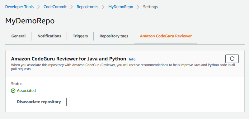 
            已与 Amazon CodeGuru Reviewer 关联的 CodeCommit 存储库。
          