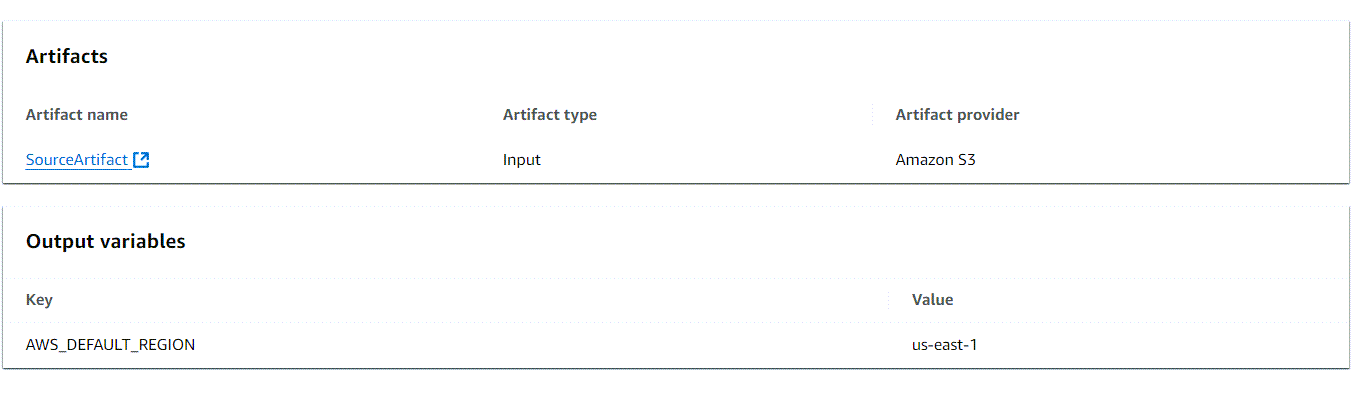 显示解析为操作区域的输出变量的 Commands 操作输出。