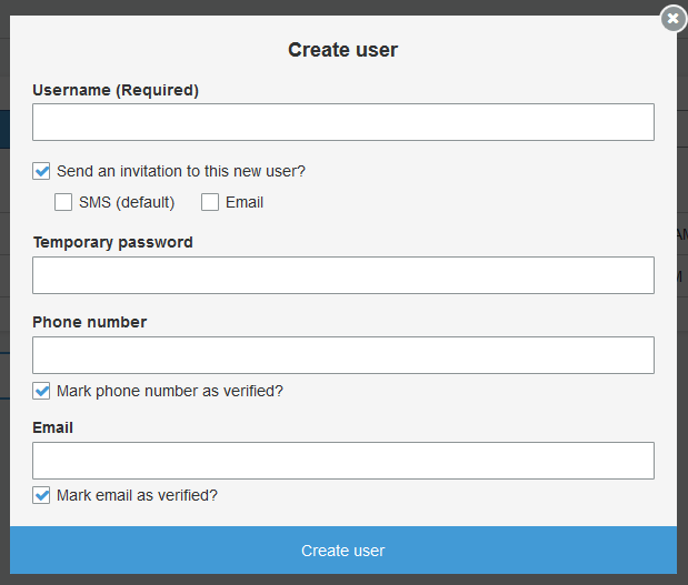 
                在“Users”（用户）选项卡中创建用户表单。
              