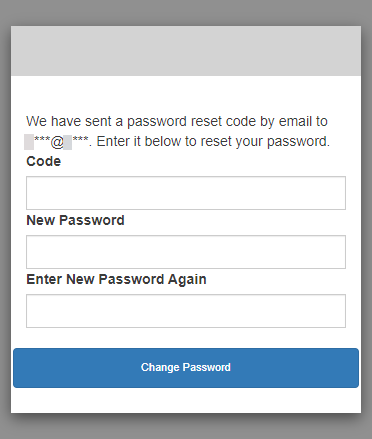 提示输入重置代码和新密码的托管 UI 忘记密码页面