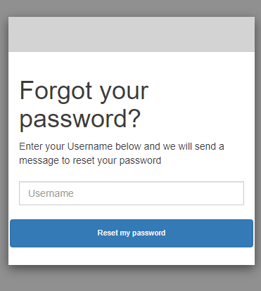 提示输入用户名的托管 UI 忘记密码页面