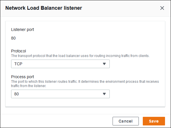 
          Network Load Balancer 侦听器对话框
        