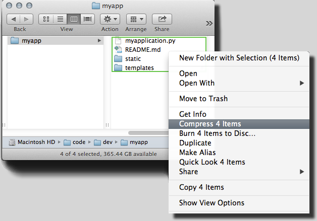 
            在 Mac OS X Finder 中压缩文件
          