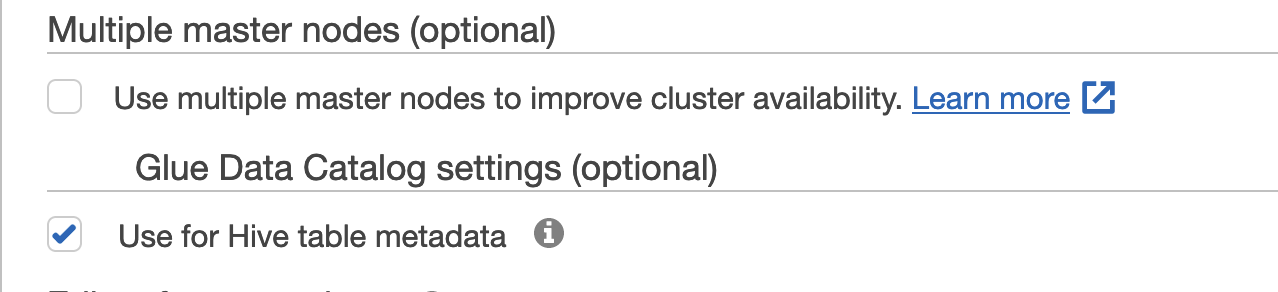 Amazon 亚马逊 EMR 上的 Apache Flink 的 Glue 数据目录配置。