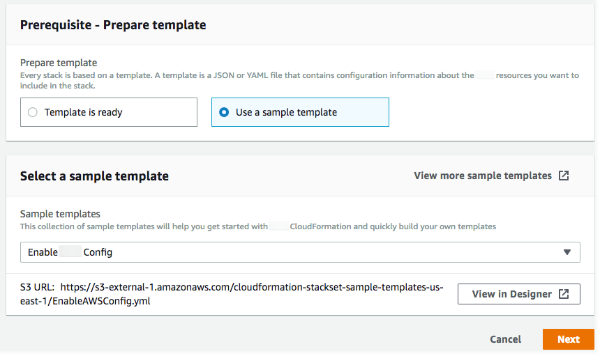 StackSets sample Enable Amazon Config template