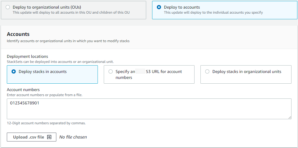 Deploy parameter overrides to select accounts in your organization.