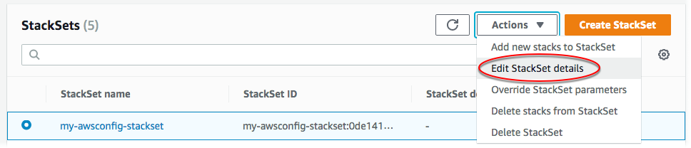 
                            Update stack set in stack set page
                        