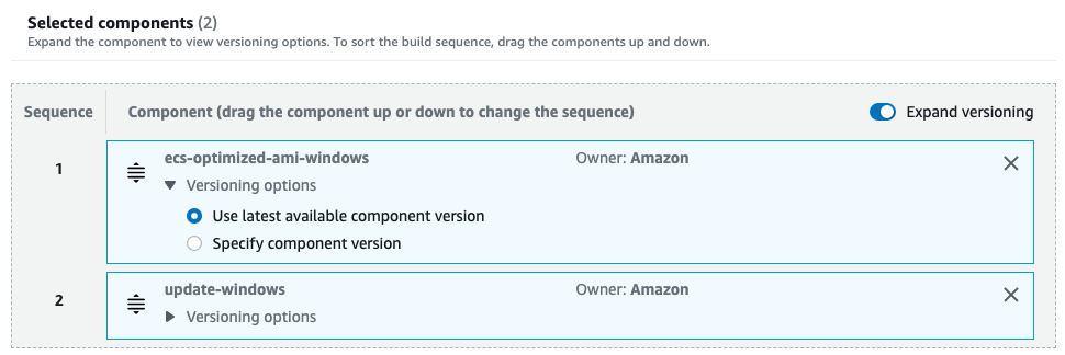
                        The required components for building a custom Amazon ECS
                            Windows-optimized AMI
                    