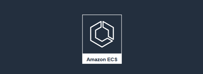 Screenshot of the Amazon ECS sample application. The output indicates that "Your application is now running on Amazon ECS".