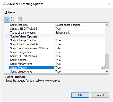 
							Using SSMS Generate script wizard to set the advance scripting options.
						