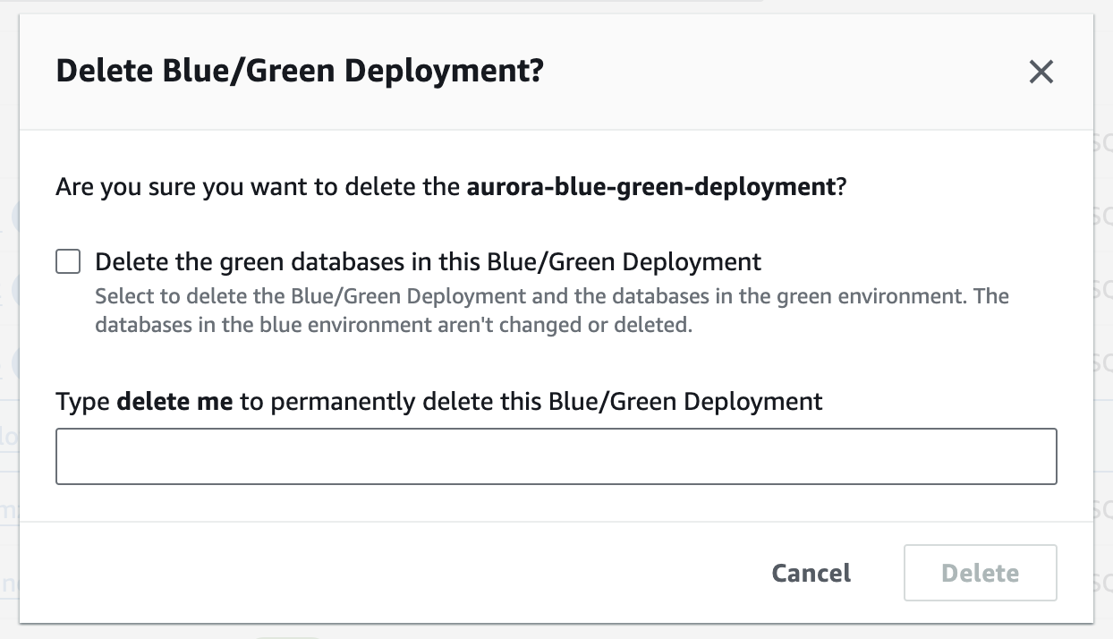 
              Delete blue/green deployment
            