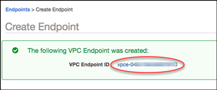 
                    Link to the Amazon VPC endpoint details
                