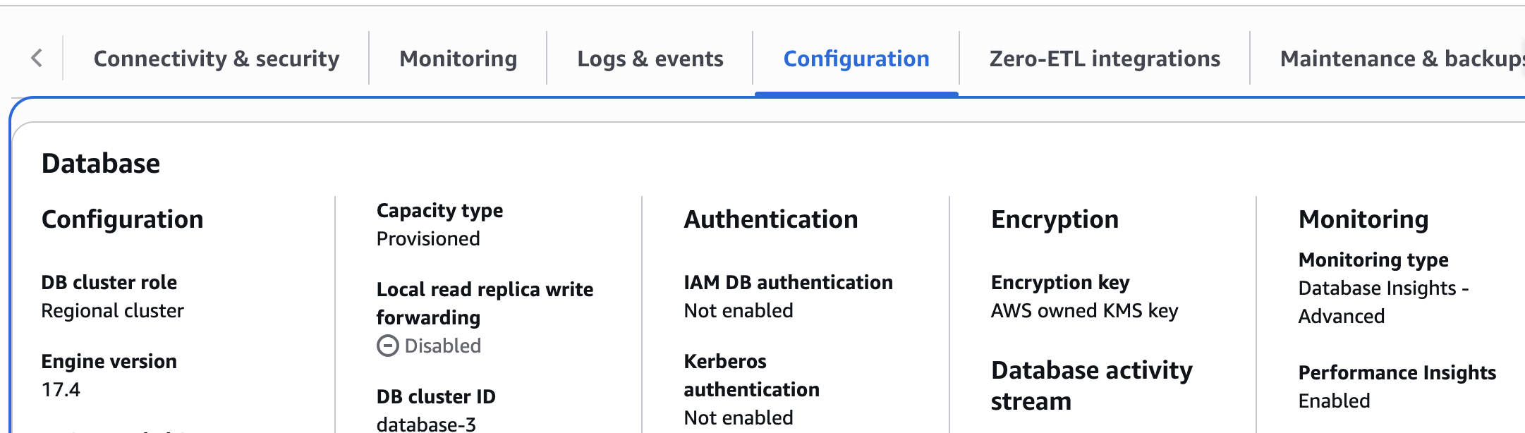 Checking encryption at rest for a DB cluster