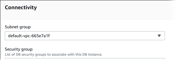 
				Modify DB Instance panel Subnet group section
			