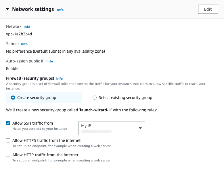 
                            Network settings for an EC2 instance.
                        