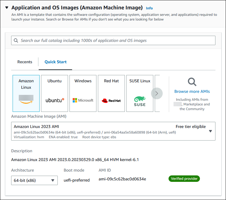 
                                Choose an Amazon Machine Image
                            