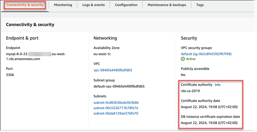 
                        Certificate authority details
                    