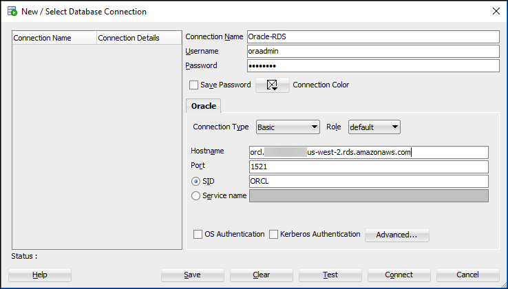 
                        Creating a new connection in Oracle SQL Developer
                    