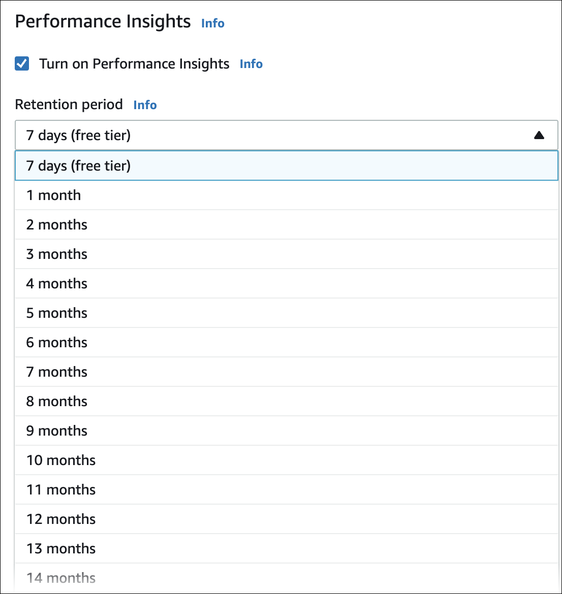 
			Choose a retention period for your Performance Insights data.
		