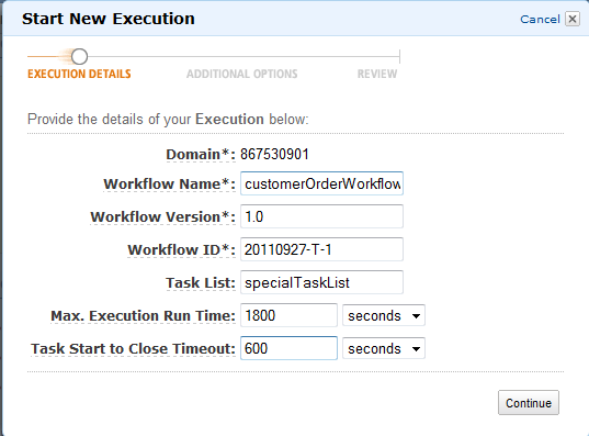
            Start New Execution : Execution Details
          