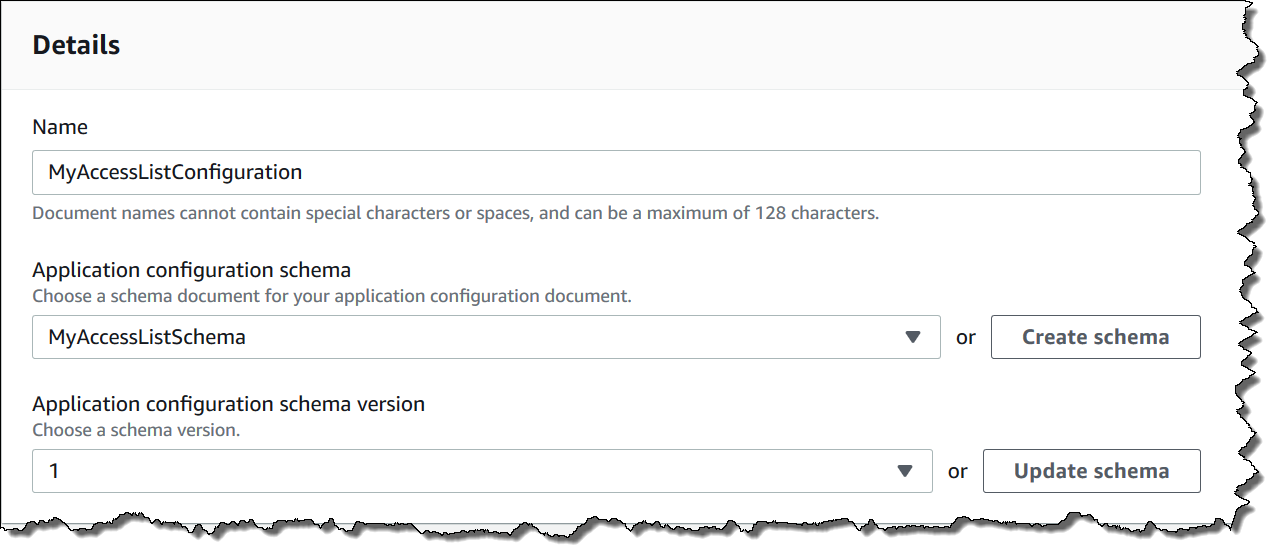 
                      Enter details of an Amazon AppConfig configuration
                    