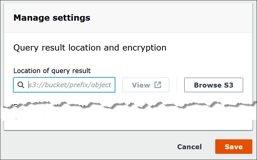 
                        Specify a location in Amazon S3 to receive query results from
                            Athena.
                    