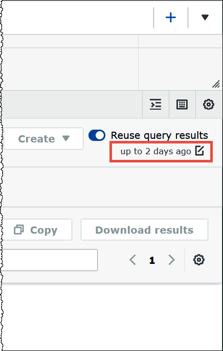 New reuse query results setting in the Athena query editor.
