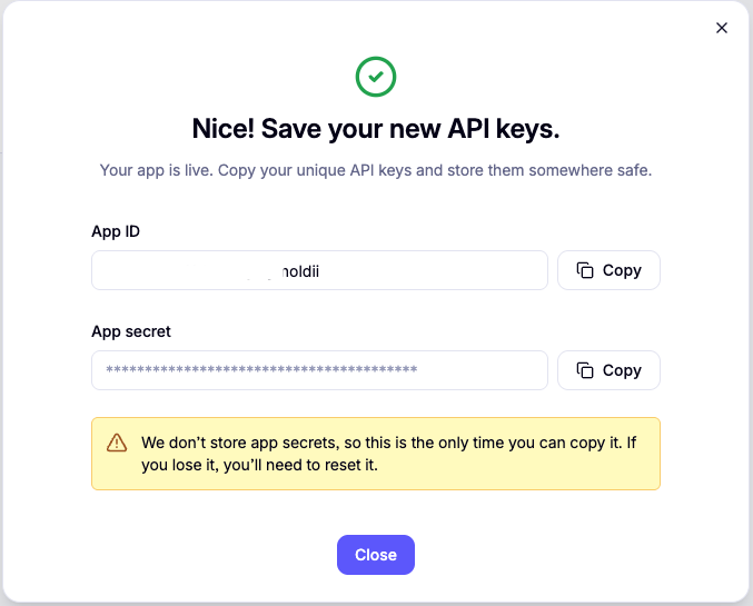 Privy key dialog for AgentCore payments