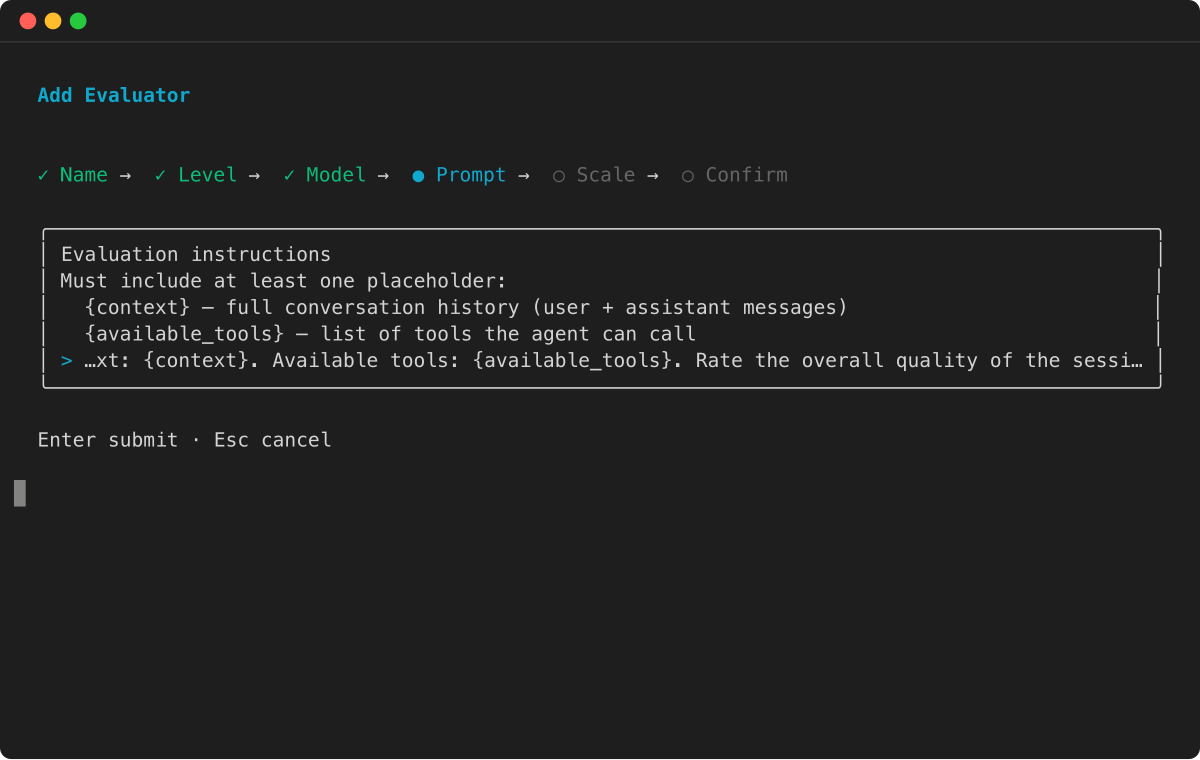 Evaluation instructions input
