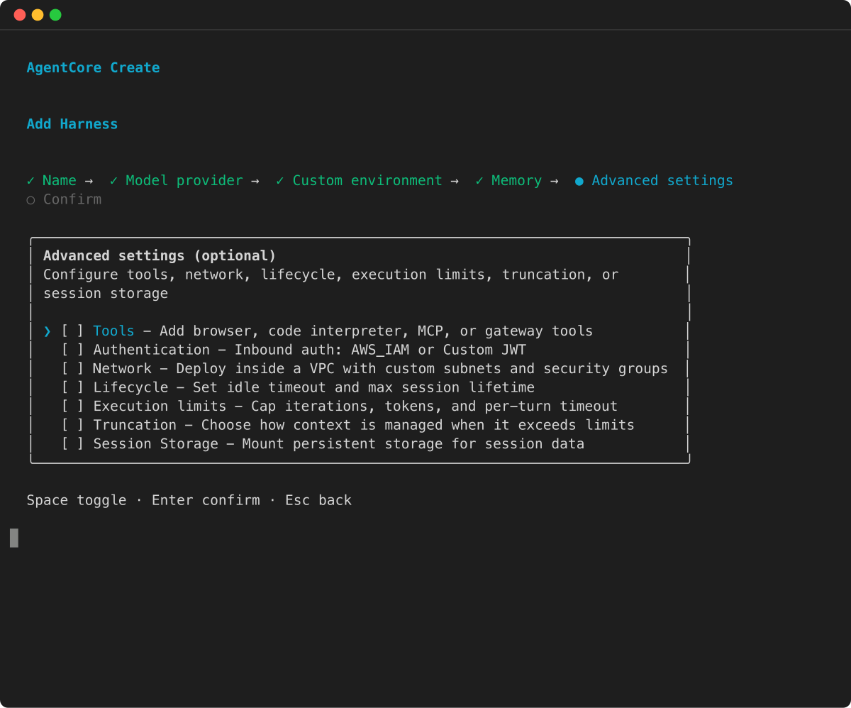 Create wizard: advanced settings
