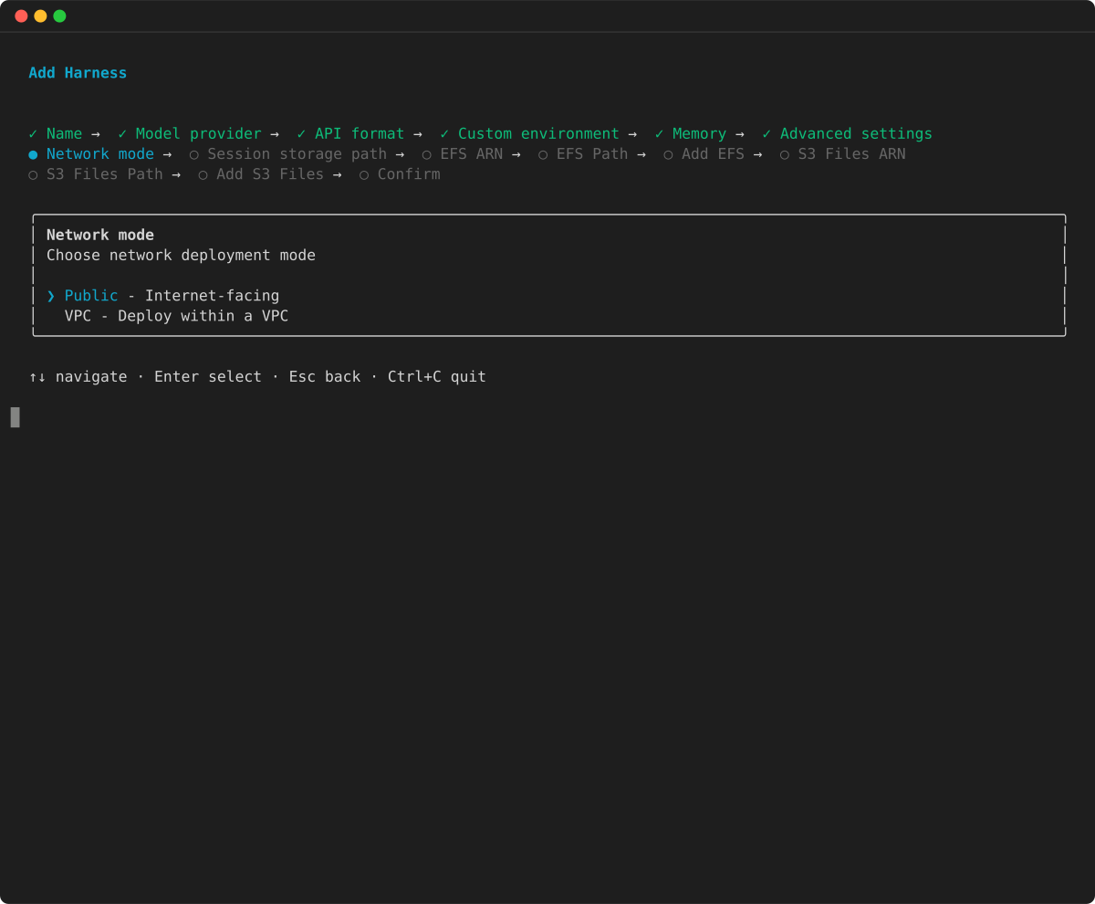 Select VPC network mode