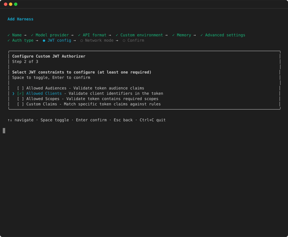 Select JWT constraints to configure