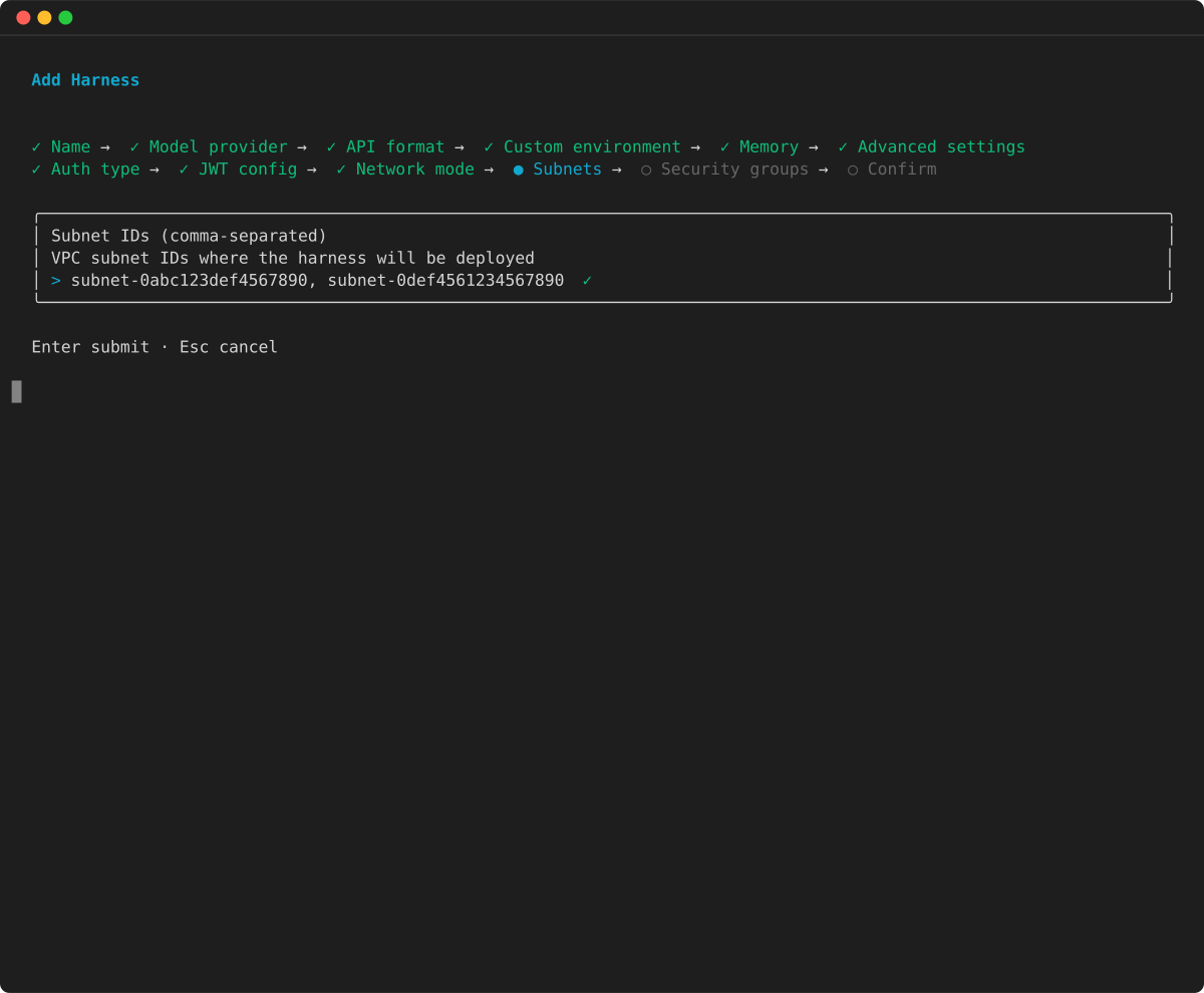 Enter VPC subnet IDs