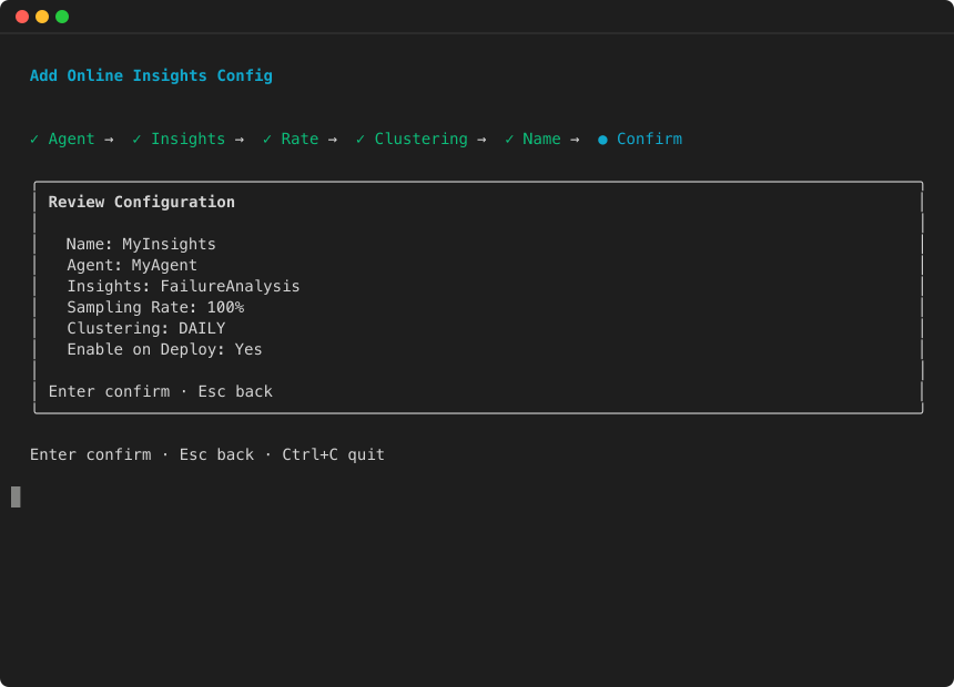 Insights wizard: review configuration