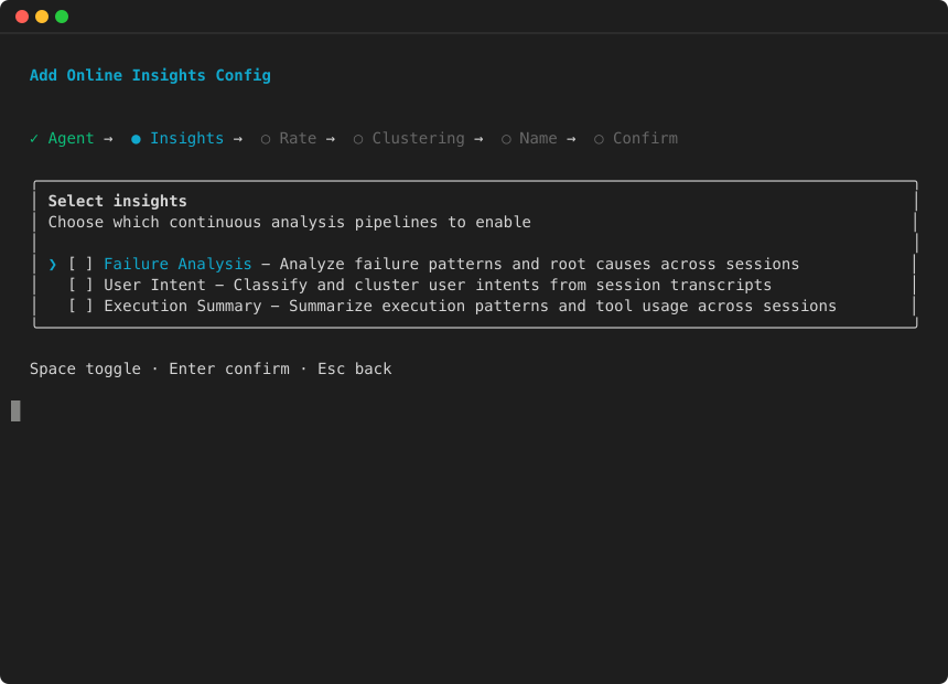 Insights wizard: select insights