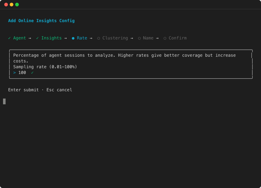 Insights wizard: set sampling rate