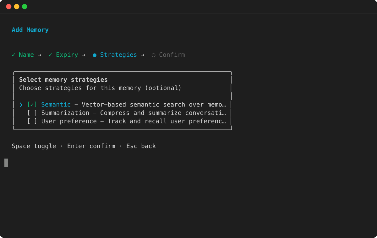 Memory wizard: select SEMANTIC strategy