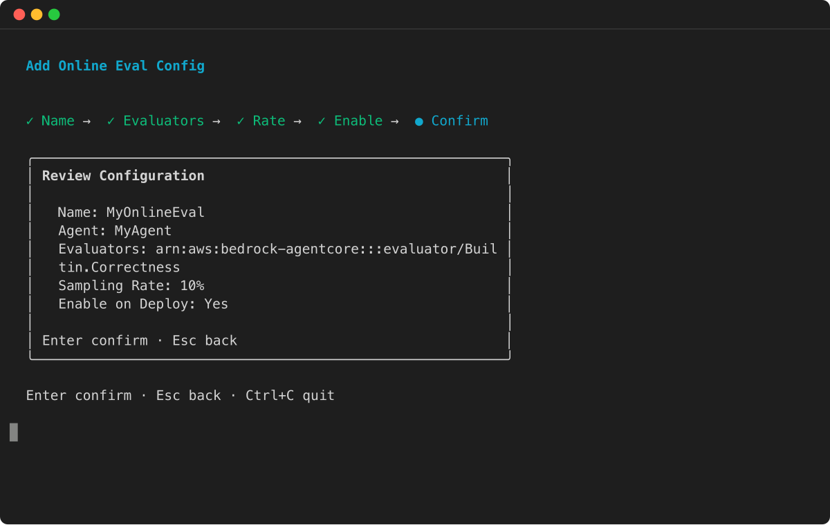 Review online eval configuration