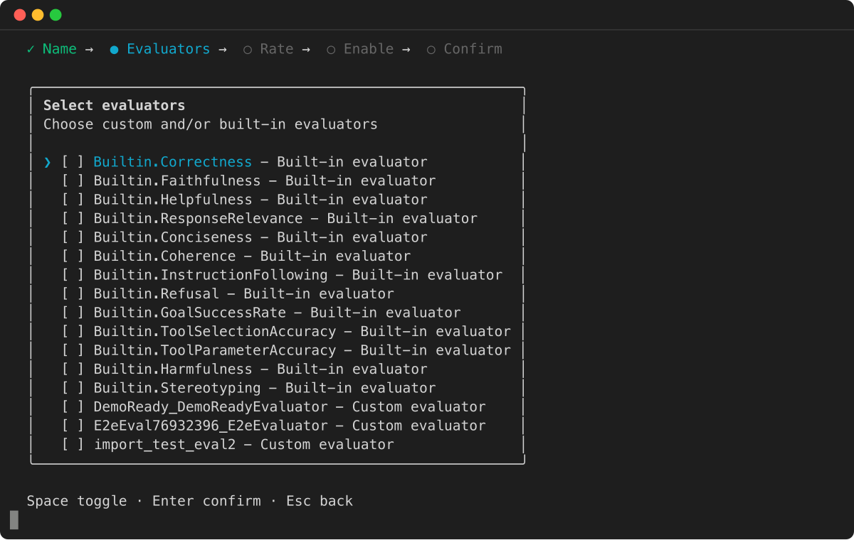 Evaluator multi-select list