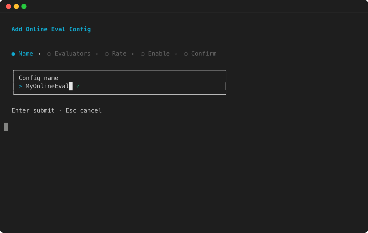 Online eval config name input