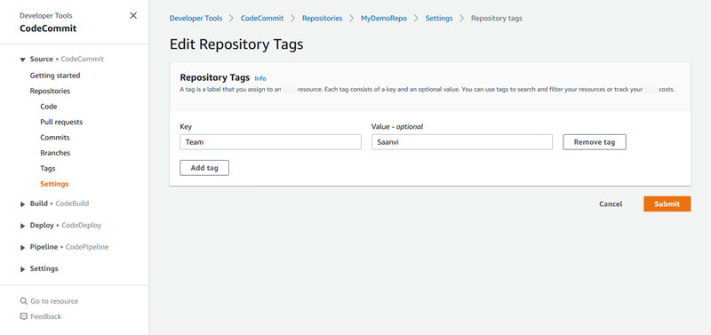 
                        Adding a tag to a repository
                    