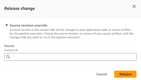 
                            An example of the overrides screen in CodePipeline.
                        