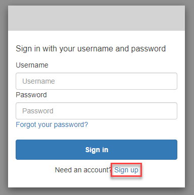 hosted UI sign-in page with only an Amazon Cognito sign-in provider